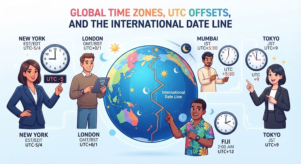 Global Time Zones and Date Line Explained